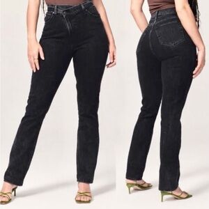 Abercrombie & Fitch Curve Love Slim Straight Ultra High Rise Crisscross Jean